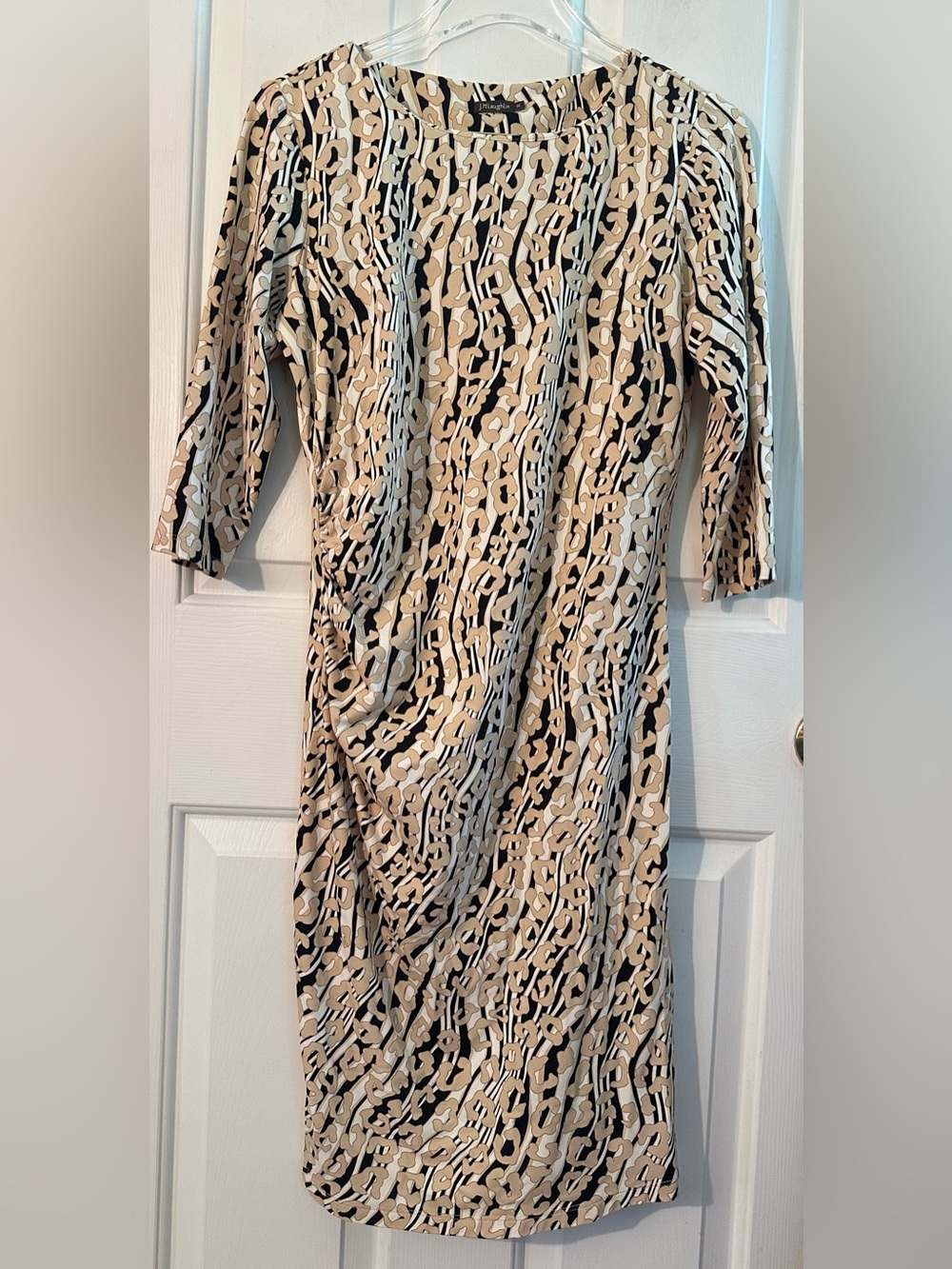 J. McLaughlin Med Capsule Catalina Cloth Vanilla Tan Animal Print Sheath Dress